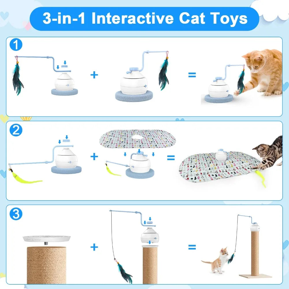 Electric Cat Toy USB Charging 360 Rotating Interactive Puzzle Intelligent Pet Items Cat Teasing Feather Cat Supplies Accessories