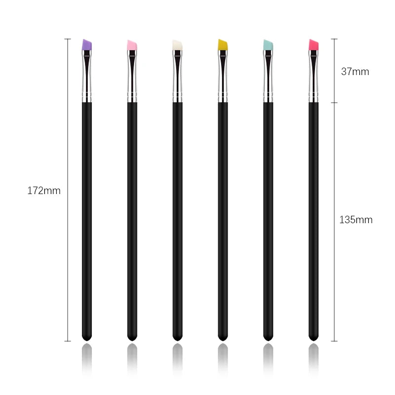 1/2/3pcs Professional Silicone Bevel Brush Eyeliner Brush Eye Shadow Eyebrow Details Nail Painting Tools Nail Art Brush Hot Sale