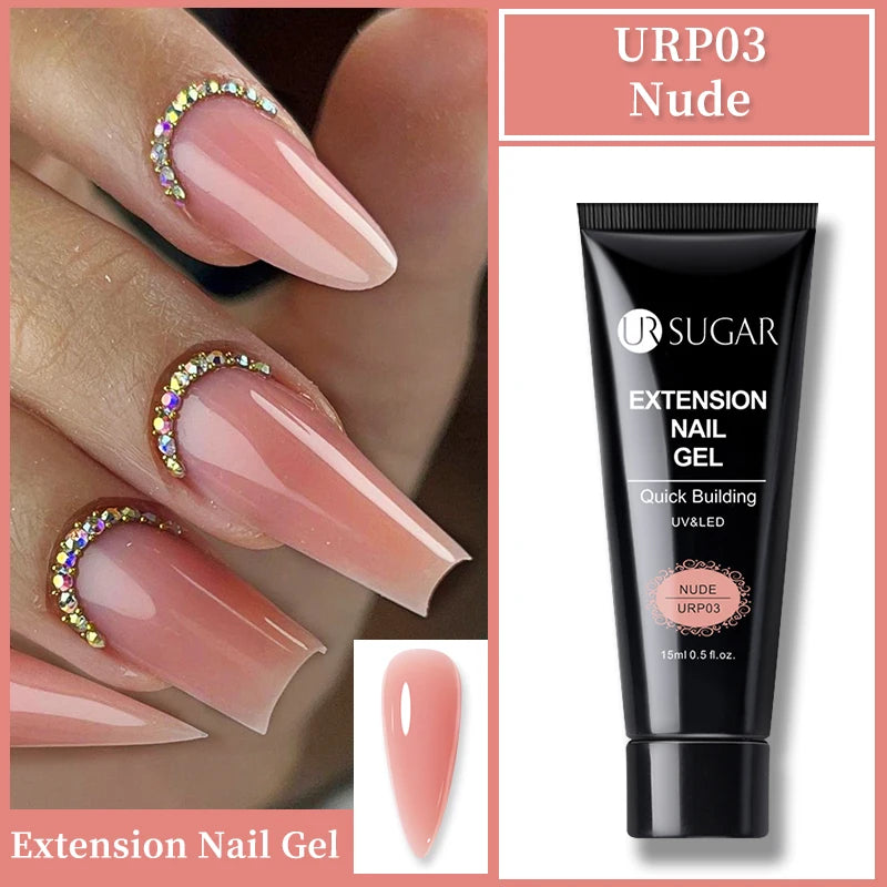 UR SUGAR 15ml Nude Pink Quick Extension Nial Gel Milky Jelly White Nail Gel Polish Semi Permanent Varnish UV LED Extension Gel