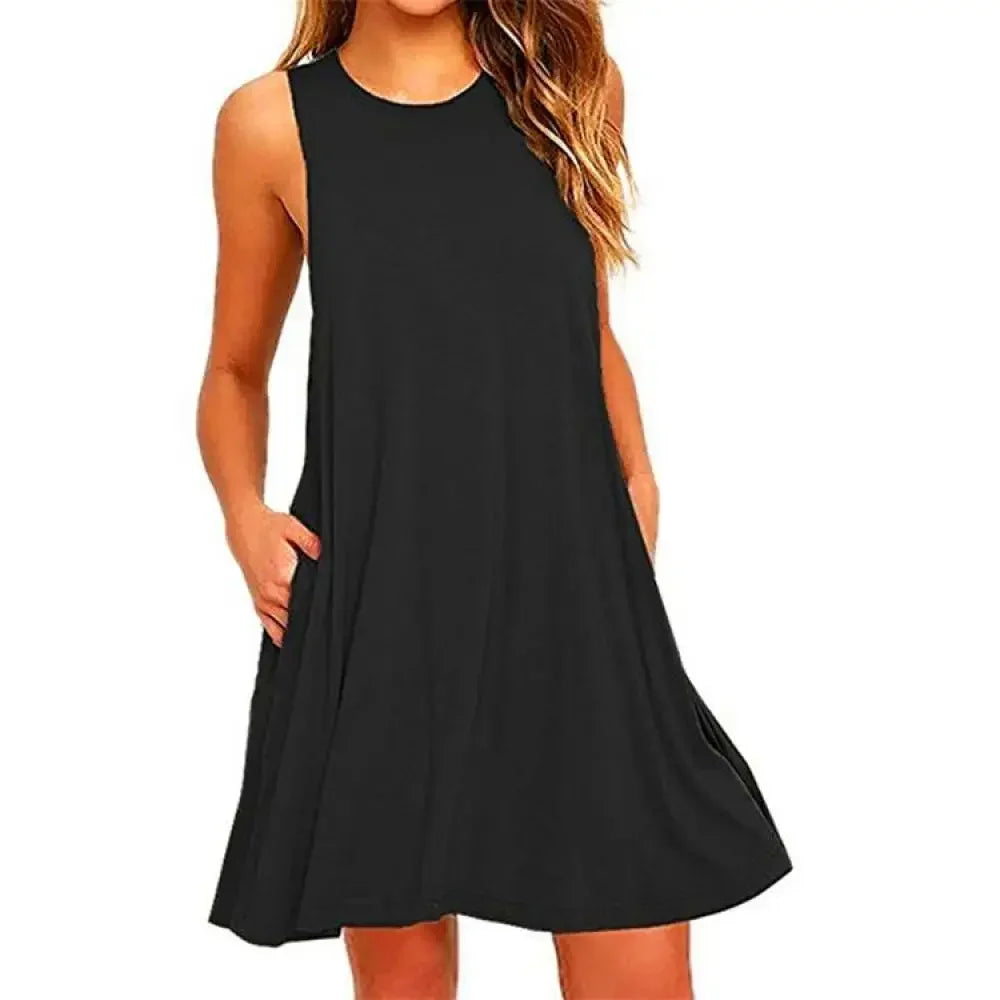 Women Black White Summer Dress 2024 Polyester Short Sleeve O-Neck Tops Casual Loose Dress Female Street Bohemian Dress Vestidos