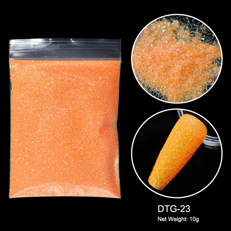 10g/bag Shining Sugar Nail Glitter Colorful Powder Candy Coat Effect White Black Pigment Dust Nails Art Decorations DIY Supplies