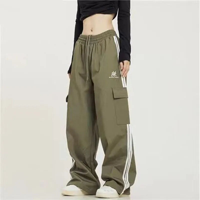 Harajuku Oversize Jogging Sweatpants Women Streetwear Vintage Hip Hop Drawstring Elastic Waist Straight Casual Sports Trousers