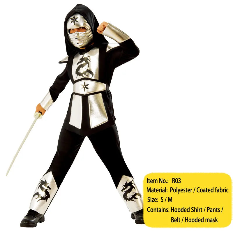 Halloween Costumes for Kids Ninja Costume Boys Halloween Costumes Shirts with Hood Pants