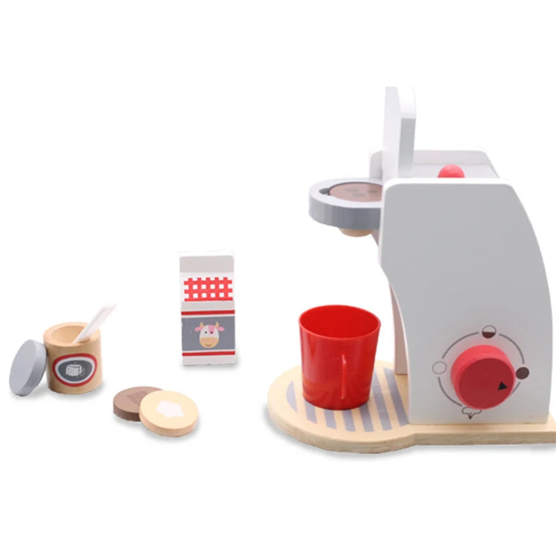 Wooden Toys Kitchen Pretend Play House Toy Wooden Simulation Toaster Machine Coffee Machine Food Mixer Kids Early Education Gift