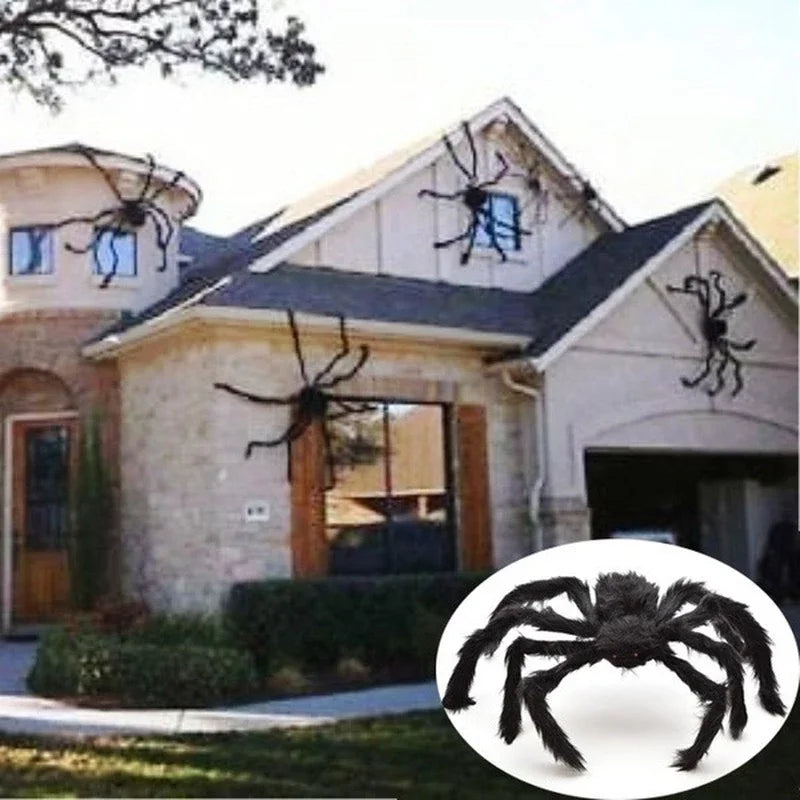 Halloween Big Plush Spider Horror Halloween Decoration Party Props Outdoor Giant Spider Decor 30-200cm Black Spider Plush Toy