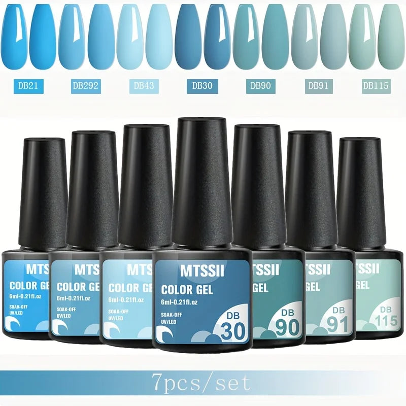 Mtssii 7pcs/set Gel Nail Polish Set For All Season Nail Art Semi-permanent nail polish Soak Off UV/LED Gel Polish nail supplies