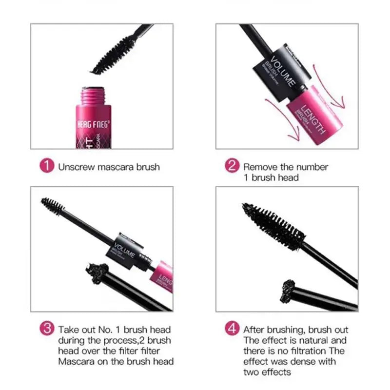 Black Curled Lashes 2-in-1 Mascara Lengthens And Volumising Eyelash Makeup Waterproof Quick Dry Eyelash Product Korean Comestics