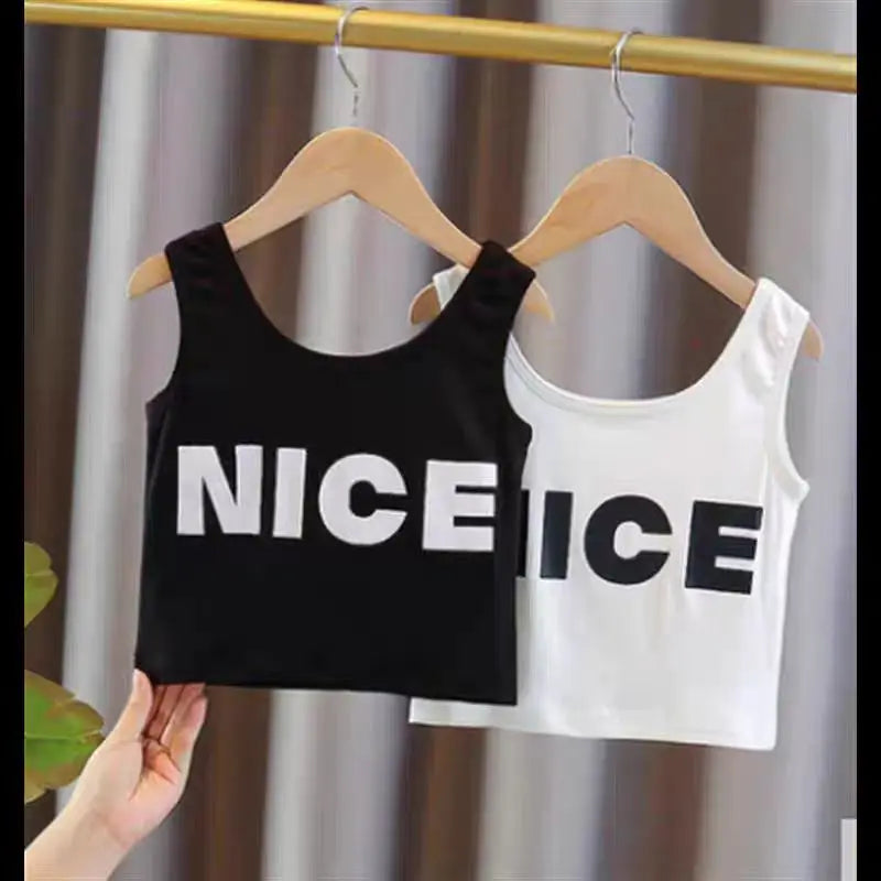 Summer Girls Tank Top Star Crop Tops For Kids Teenager Sleeveless Vest Letter Camisole 2-10Yrs Children's Clothes Fashion