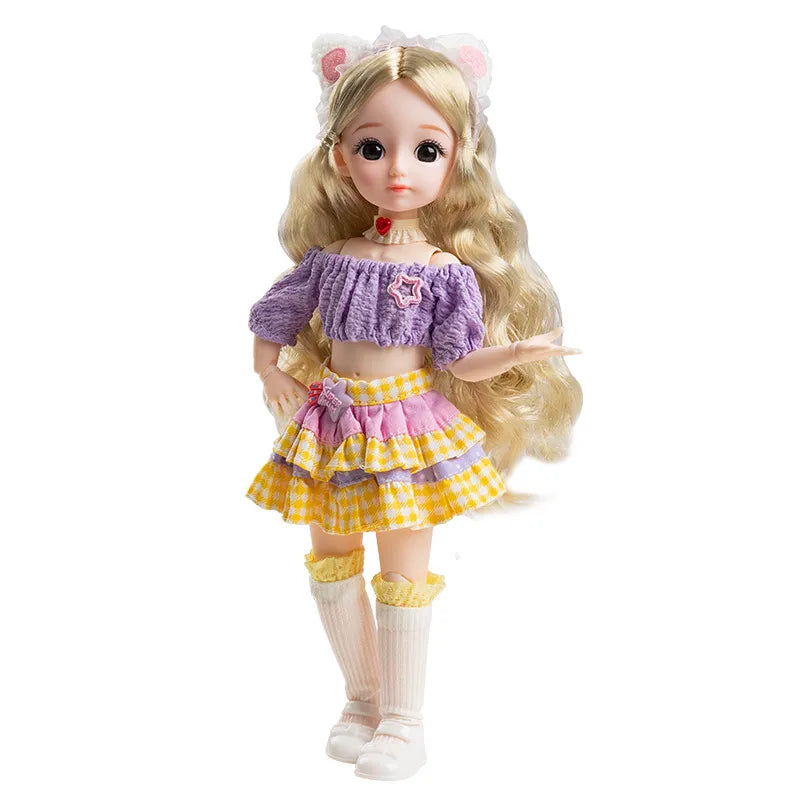 30cm Kawaii 1/6 BJD Doll 13 Joints Movable Girl Princess Doll Clothes Dress Up Accessories Simulation Toy for Kids Children Gift