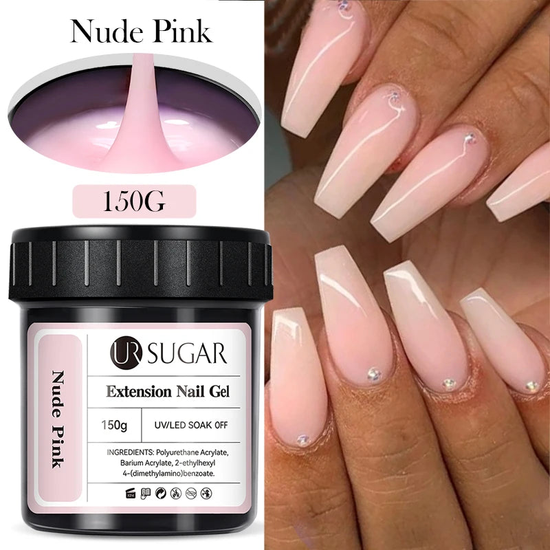 UR SUGAR 150g Building Nail Gel 18 Colors Nail Extension Gel Kit Nude Pink Clear Hard Constructed Gel Nail Strengthener Manicure