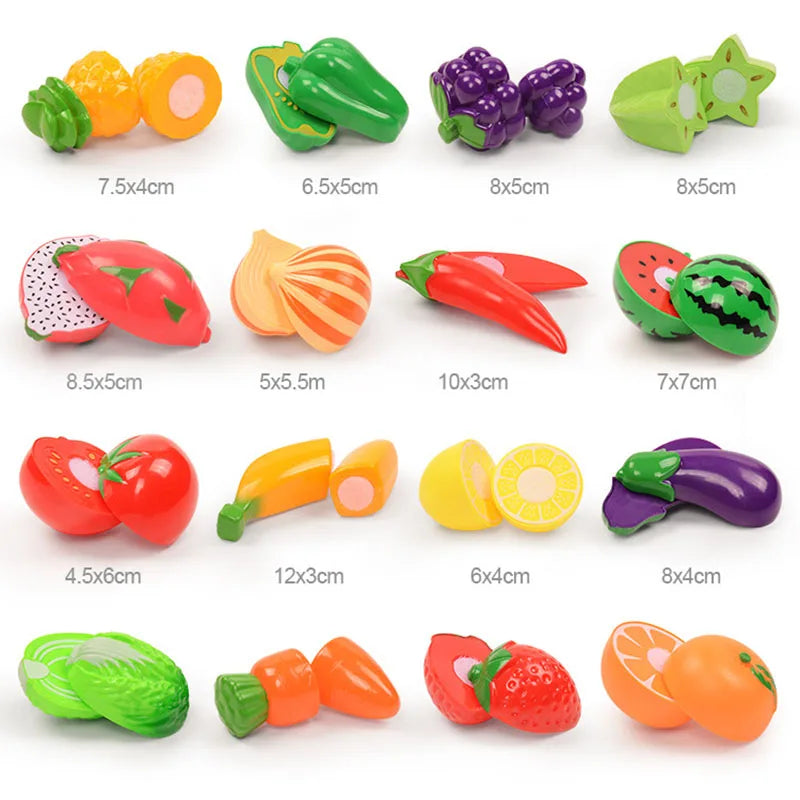 Children Pretend Play Food Toys for Kids Kitchen Set Playset Cut Food Fruits Vegetables Toys Christmas Birthday Gift for Toddler