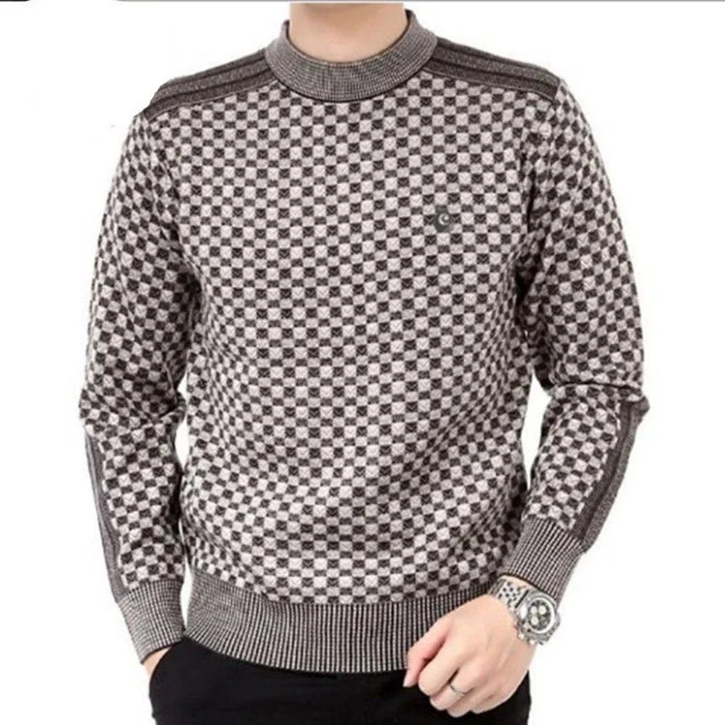 Fashion O-Neck Knitted Spliced All-match Lattice Sweater Men's Clothing 2023 Autumn New Casual Pullovers Long Sleeve Korean Tops