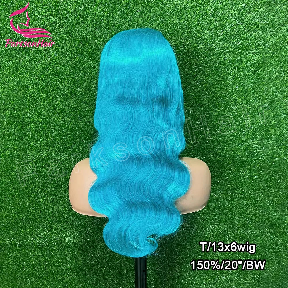 Blue 613 Colored 13x6 HD Transparent Lace Frontal Wigs Human Hair Wig  For Black Women Brazilian Remy Hair Full Lace Wigs 250