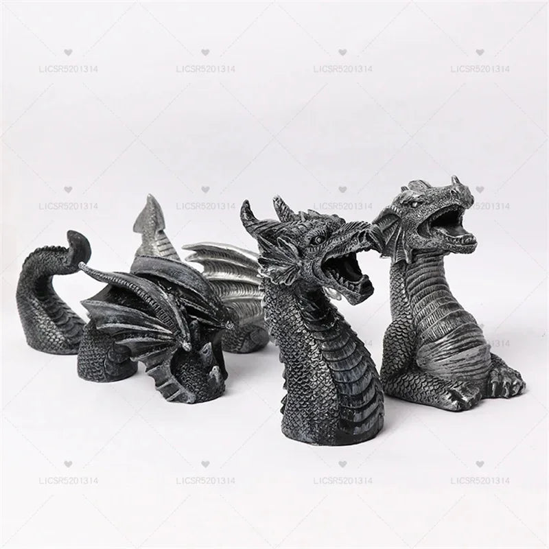 Dragon Sculptures Resin Giant Lawn Sculpture Gothic Fantasy Dragon Figures Art Garden Patio Lawn Statues Furnishings Decoration