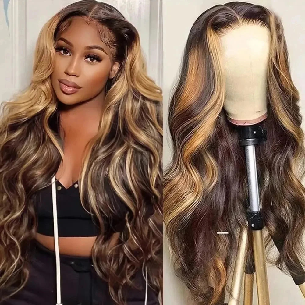 1B30 Highlight 13×6 HD Lace Front Wig P427 Body Wave Ombre Brazilian Wig 13×4 Pre Plucked Transparent Lace Frontal Wig For Women