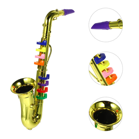 Metallic Flutes Children Saxophone Toy Toddler Toys Copper Pipe Golden 8 Rhythms Trumpet