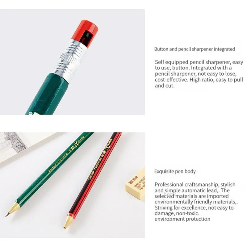 2.0 mm Mechanical Pencils Set 2B Automatic Student Pencils with Sharpener Color Pencil Leads School Pens Kawaii Cute Stationery