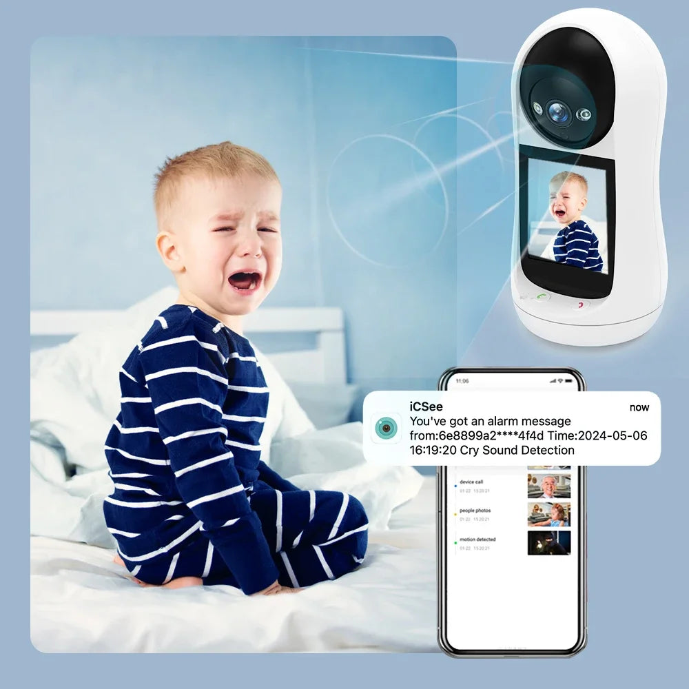 NEW 3MP PTZ Wifi Camera Video Call with 2.8 Inch IPS Screen Baby Cry Sound Detection Security IP Camera Baby Monitor iCSee