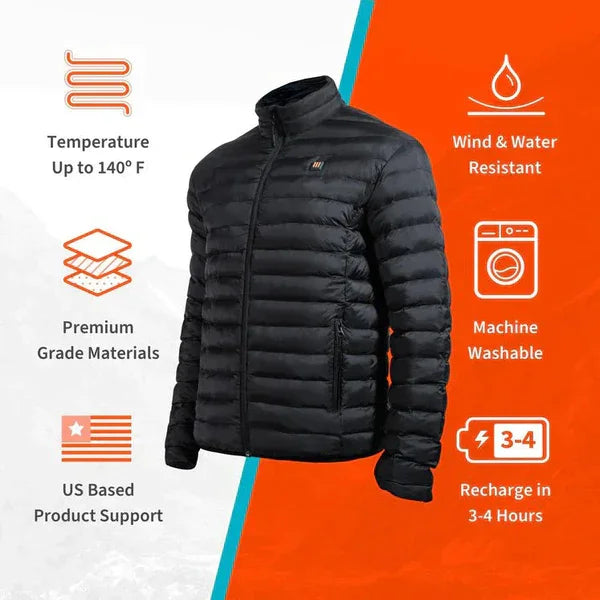 9 Heating Zones Jacket Winter Long Unisex Heated Coat Waterproof Clothes for Women Men USB Powered 3 Gear Temperature Control