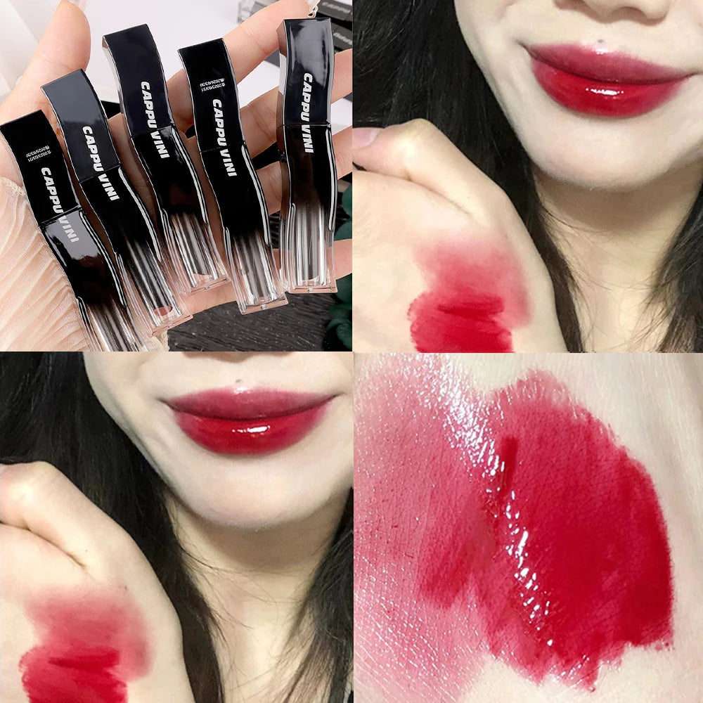 Clear Lip Glaze Jelly Mirror Nude Brown Lipstick Long Lasting Moisturizing Waterproof Non-stick Cup Transparent Lip Gloss Makeup