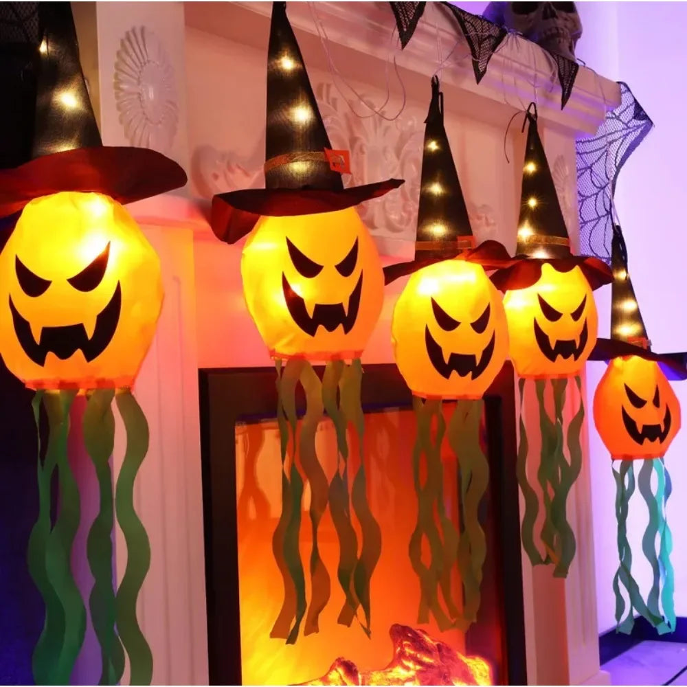 5pcs LED Halloween Outdoor Light Battery Power Skeleton Pumpkin Ghost Horror Grimace Glowing Party Props Halloween Decoration