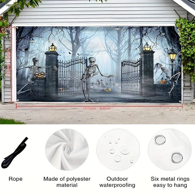 Halloween Horror Garage door banners, large outdoor decorations, party backgrounds and holiday celebration Halloween decorations