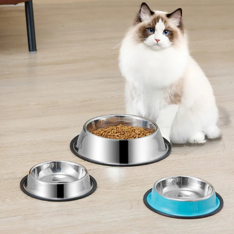 5 Colors Stainless Steel Dog Bowls,Lovely Pet Food Water Drink Dishes Feeder For Cat Puppy Dog Pet Feedersr Bowls Supplies