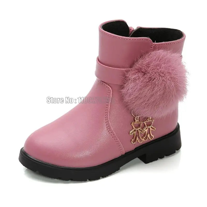 Ankle Boots Girls New Winter Kids Children Cotton Plus Velvet Warm Snow Casual Leather Shoes