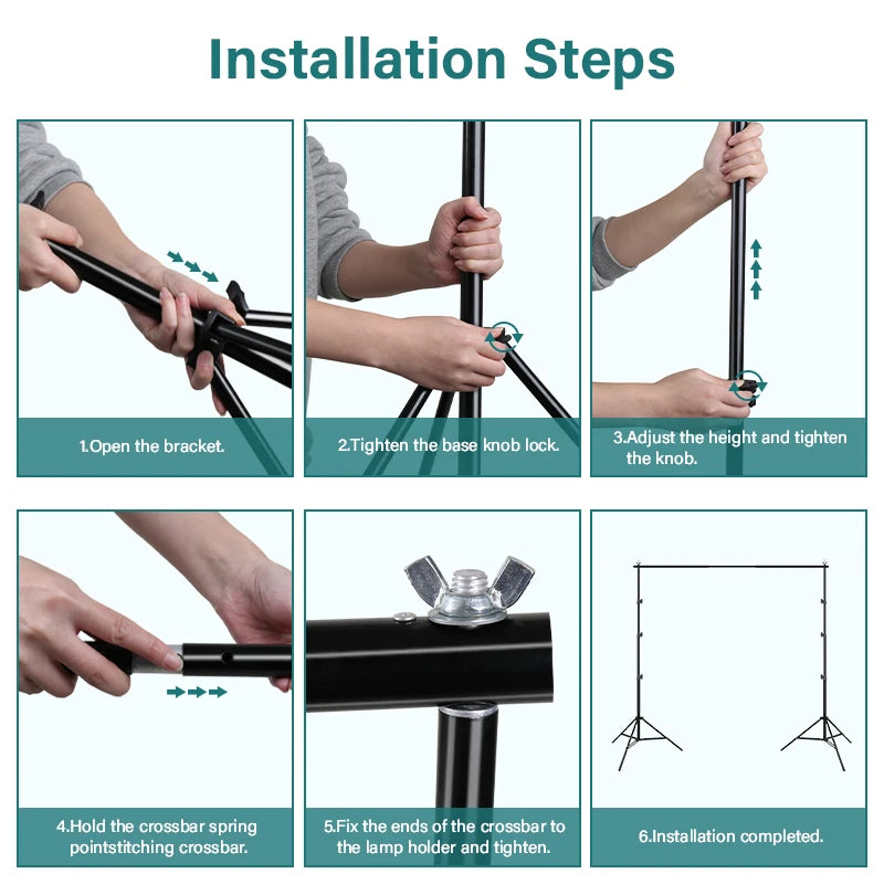 Background Support System 2x2/2x3M Photo Video Studio Backdrop Stand Kits With Clips Storage Bags For Decorate Birthday Parties